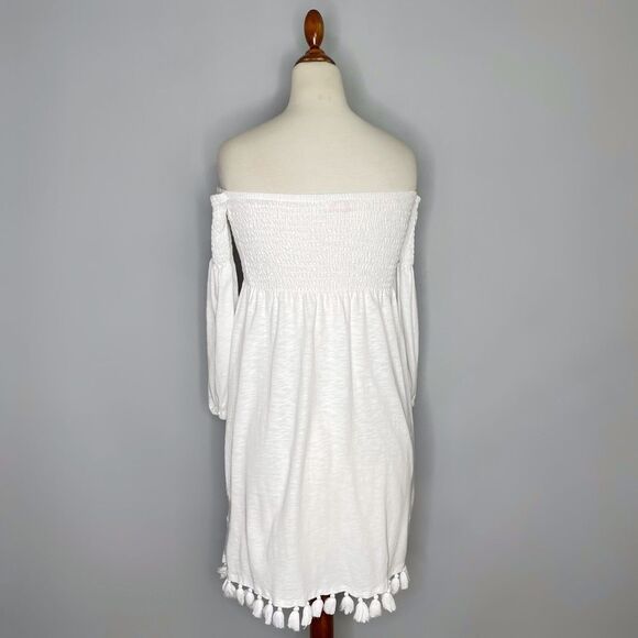 Lilly Pulitzer Trina Beach Mini Dress Smocked White Off Shoulder Size XXS - Picture 6 of 12
